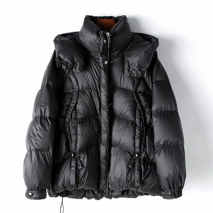 2024 Spring New Arrival 90 White Goose Down Down Jacket Women's Stand Collar Hooded Mid-Length Warm Jacket