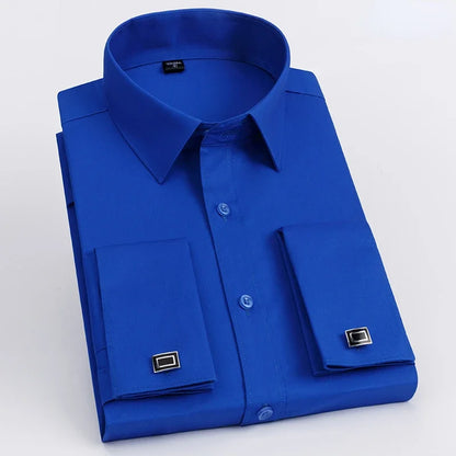 2023 French Cufflinks Suit Collar Korean Version Slim Fitting Shirt Long Sleeve Men's Tuxedo Party Wedding  Shirts