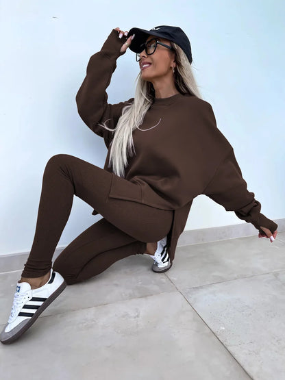 Autumn Tight Trousers Hoodie Women Suit Fashion Casual Tracksuit 2 Piece Set Female Sweatshirt Pullover Jogger Sweatpants Outfit