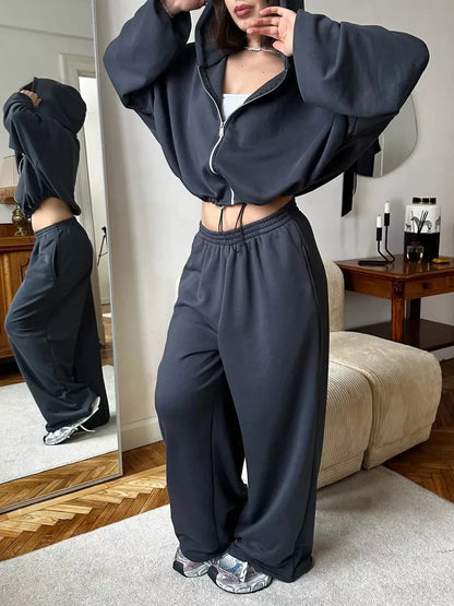 Hoodies Pant Two Piece Sets Women Tracksuit Set Autumn Pant Set Jogger Y2k Sweatshirts Sports Elastic Waist Pants Matching Sets