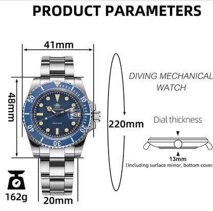 ADDIESDIVE New Watch For Men Quartz Wristwatch Ceramic Bezel Diving 200m Retro C3 Luminous 41mm Automatic Date Diver Men's Watch