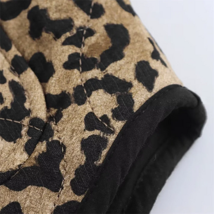 PB&ZA2024 Autumn New Women's Fashion Style Casual Loose Warm Versatile Animal Pattern Printed Cotton Jacket