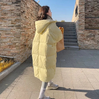 2024 New Korean Women's Jacket Winter Parkas Loose Hooded Cotton Padded Female Long Down Jacket Thicken Oversize Puffer Coats