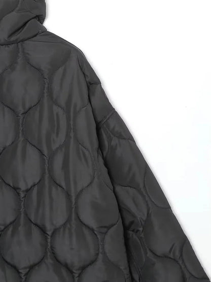 TRAFZA 2024 New Women Fashion Coat Long Sleeve Jackets With Drawstring Versatile Hight Street Outerwear Female Mujer Winter Coat