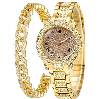 Diamond Women Watches Gold Watch Ladies Wrist Watches Luxury Brand Rhinestone Women Bracelet Watches Female Relogio Feminino