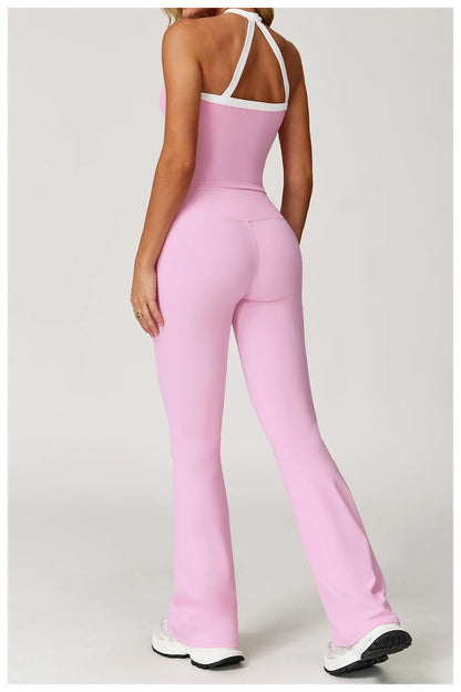 Women's Clothes 2 Pieces Workout Tracksuit Yoga Set Sportswear Gym Clothing High Waist Bell-bottoms Sexy Fitness Bta Sports Suit