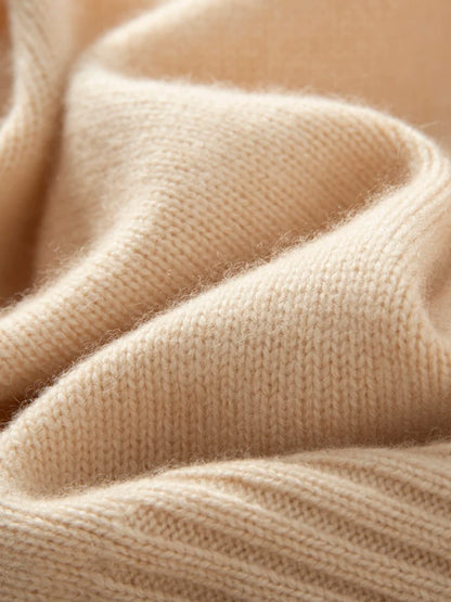 Women's 100% Cashmere Sweater Turtleneck Raglan Sleeve Pullover Autumn Winter Thick Casual Loose Style Cashmere Knitwear Korean