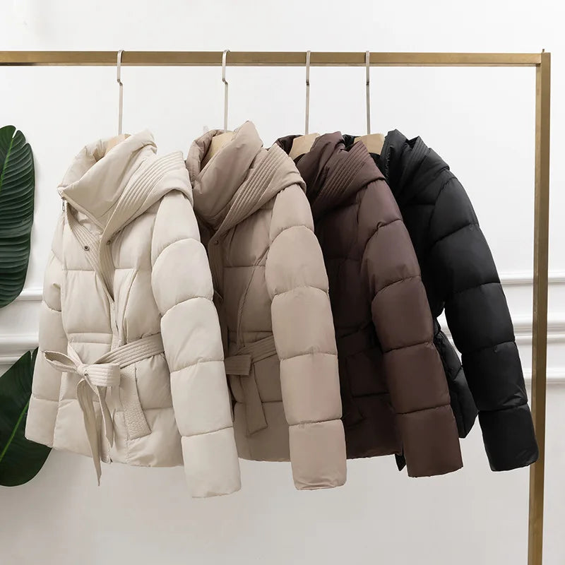 women korean style winter jacket khaki loose fit