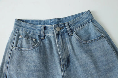 Curved Knife Cut Wide Leg Loose Jeans Look Slimmer 2024 Autumn Denim Pant