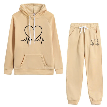 New Womens Tracksuit Autumn Winter Hooded Sweatshirt Suit High Quality Casual Jogging Outfits Clothing Pullover Fleece Pant Sets