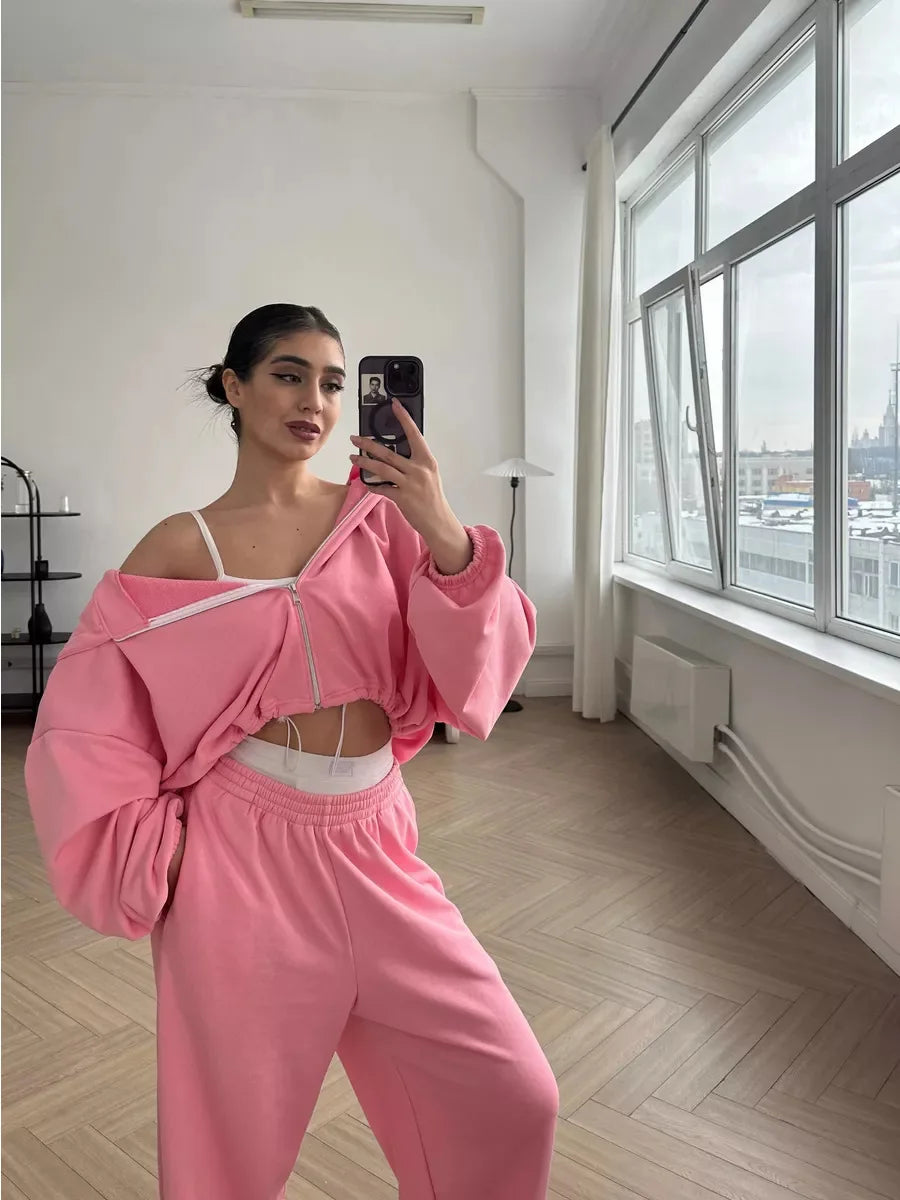 Hoodies Pant Two Piece Sets Women Tracksuit Set Autumn Pant Set Jogger Y2k Sweatshirts Sports Elastic Waist Pants Matching Sets