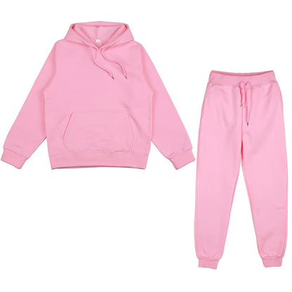Spring autumn 2 Piece Set Women Casual Round Neck Long Sleeve Hoodies High Waist sweatpants Tracksuit Women workout sportswear