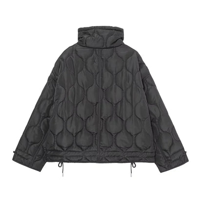 TRAFZA 2024 New Women Fashion Coat Long Sleeve Jackets With Drawstring Versatile Hight Street Outerwear Female Mujer Winter Coat