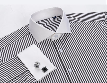 2023 French Cufflinks Suit Collar Korean Version Slim Fitting Shirt Long Sleeve Men's Tuxedo Party Wedding  Shirts