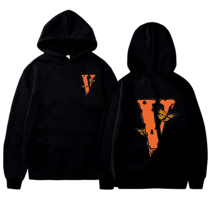 New Letter 2023 Autumn Winter Men's Black "V" Printing Casual Kangaroo Pocket Hoodie Hoodie Hoodie Gift Bestseller