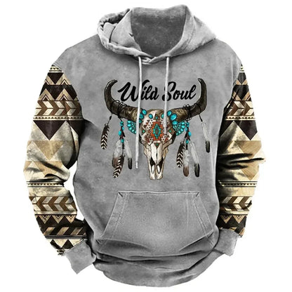 Vintage Men's Hoodie Yellowstone Park 3D Print Pullover Y2K Men's Tops Street Fashion Oversized Hoodie Casual Men's Clothing