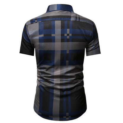 FGKKS 2023 Summer Short Sleeve Shirts for Men Fashion Tops Shirt Brand Striped Plaid Shirt Male