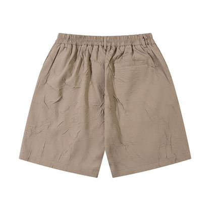 Solid Color Pleated Casual Shorts Men