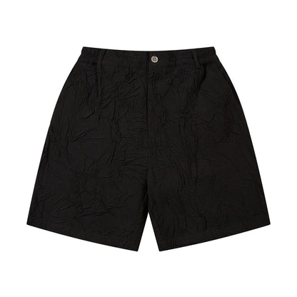 Solid Color Pleated Casual Shorts Men