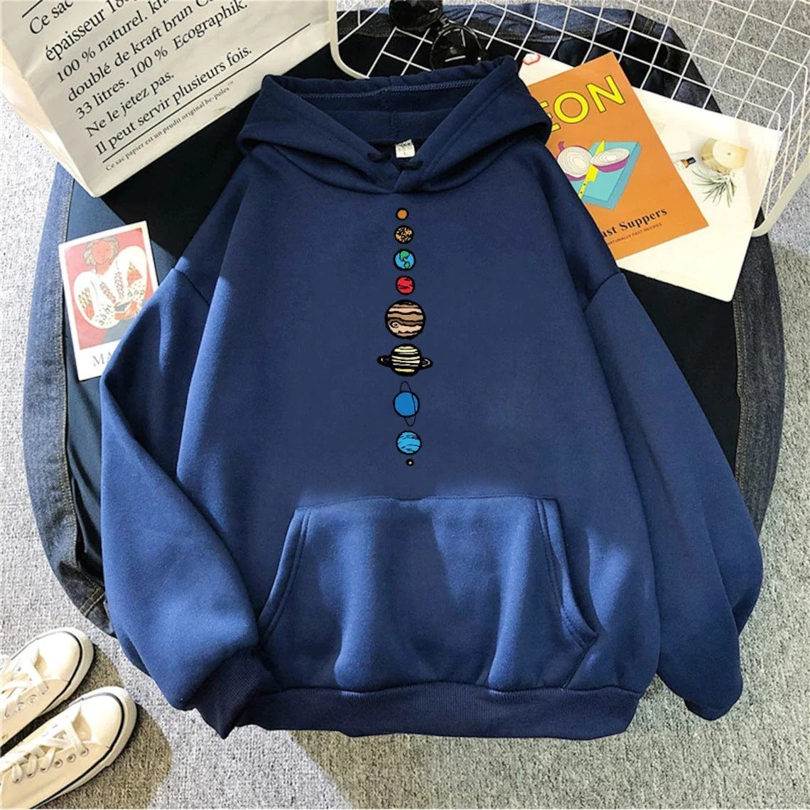 Multicolor Anime Men And Women Loose Hooded Sweatshirt