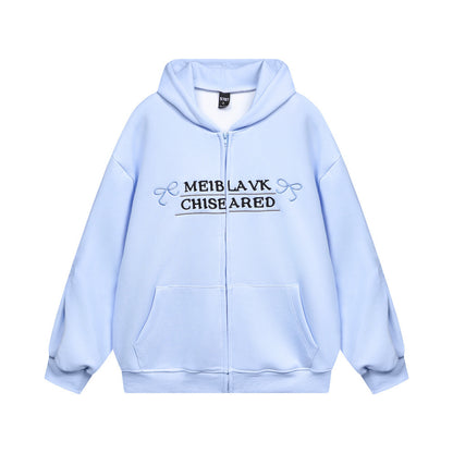 Bow Embroidery Letter Loose Sweatshirt Men