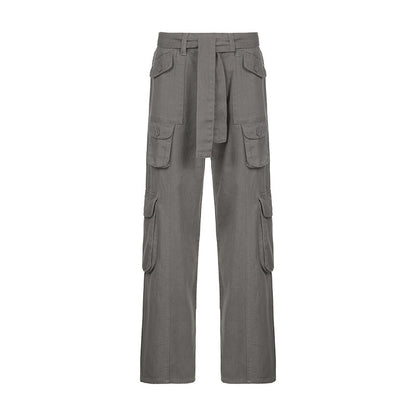 Retro Grey Work Jeans For Women European-american Style