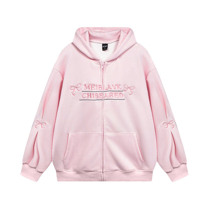 Bow Embroidery Letter Loose Sweatshirt Men