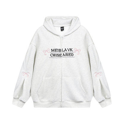 Bow Embroidery Letter Loose Sweatshirt Men