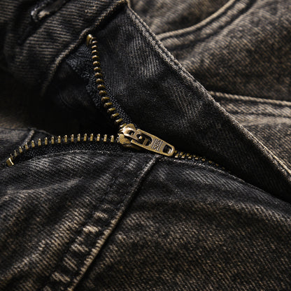 Pleated Loose Denim Trousers Men