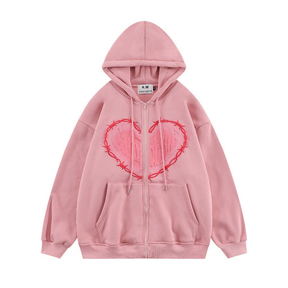 HoodieMens Unisex Heart Foam Print Hoodie