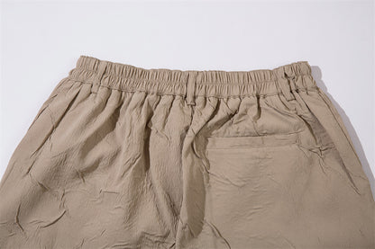 Solid Color Pleated Casual Shorts Men
