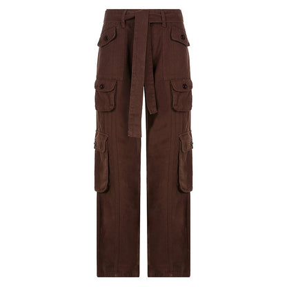 Retro Grey Work Jeans For Women European-american Style