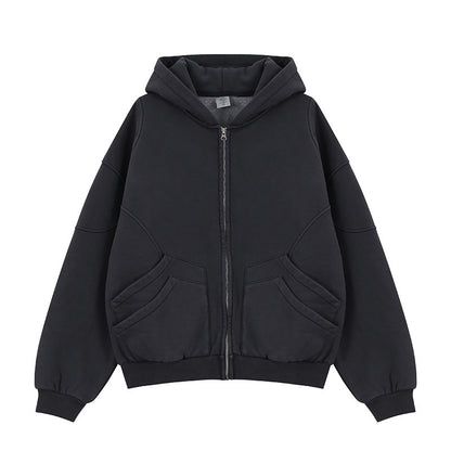 Velvet Padded Hooded Sweatshirt Casual Jacket For Men