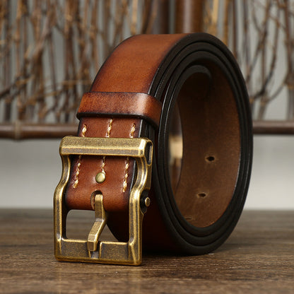 THICK COWHIDE DRESS BELT