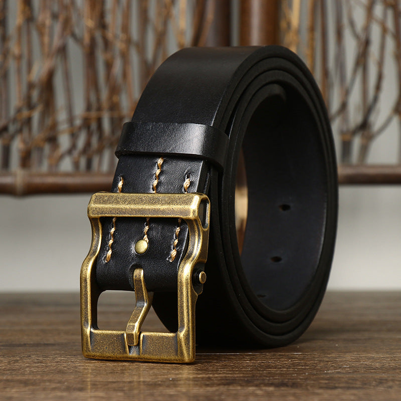 THICK COWHIDE DRESS BELT