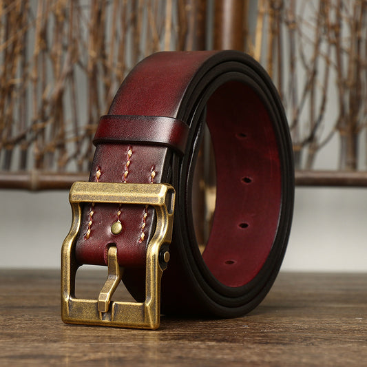 THICK COWHIDE DRESS BELT