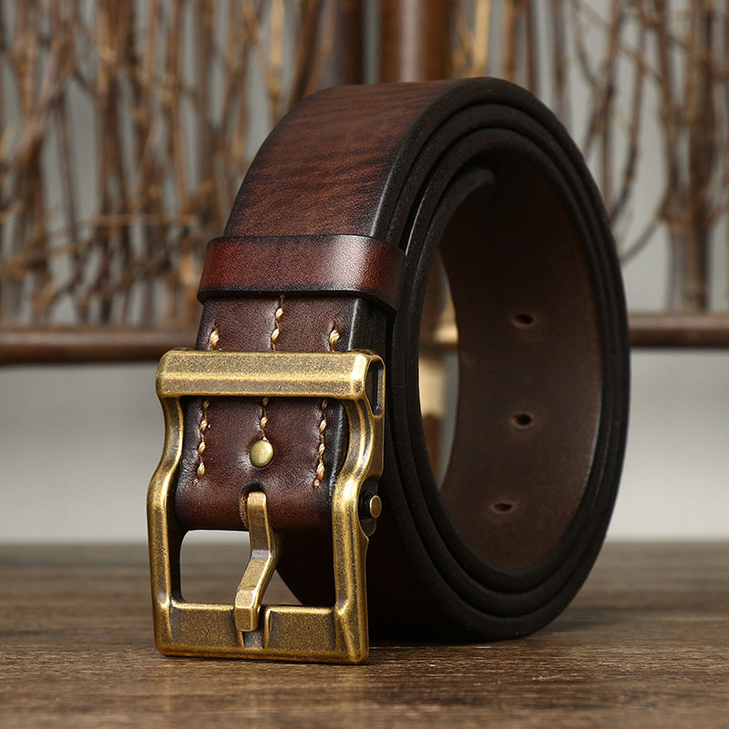 THICK COWHIDE DRESS BELT