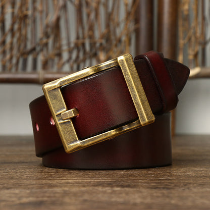 THICK COWHIDE DRESS BELT