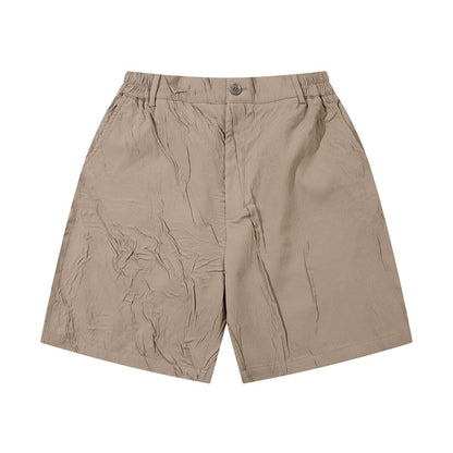 Solid Color Pleated Casual Shorts Men