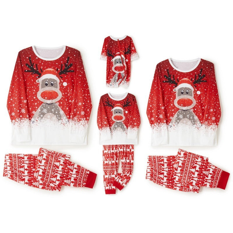 Christmas Print Long Sleeve Casual Parent-Child Suit