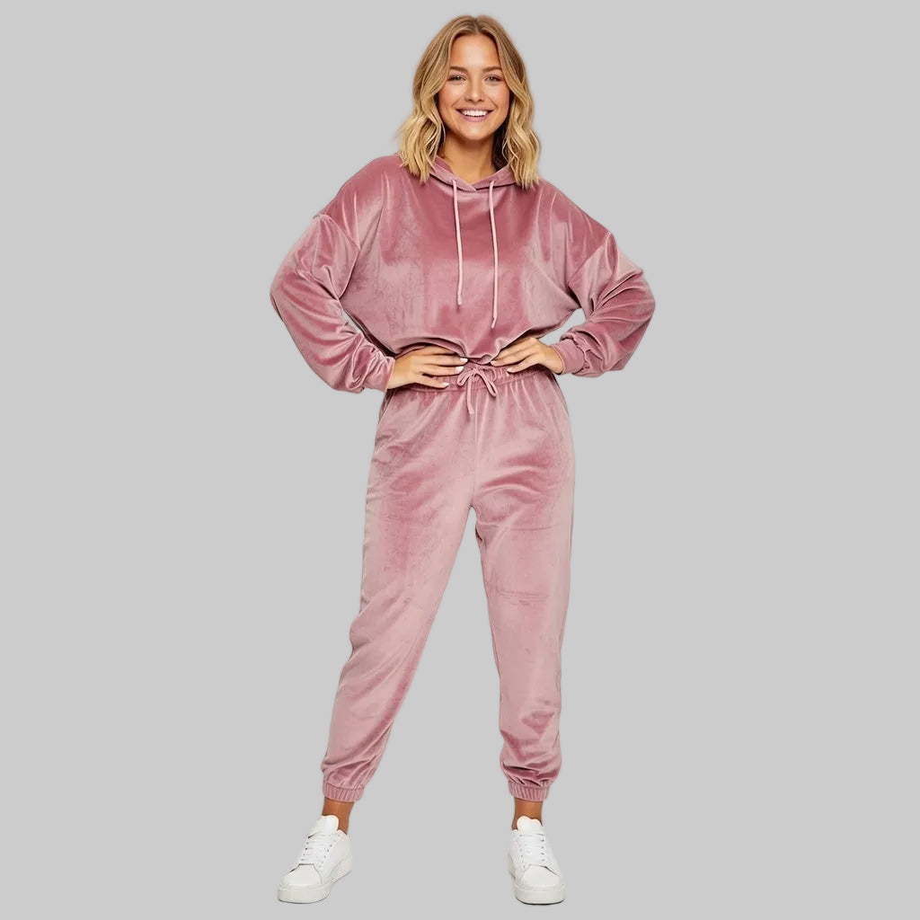 Women’s Velvet Velour Tracksuit — Two-Piece Set