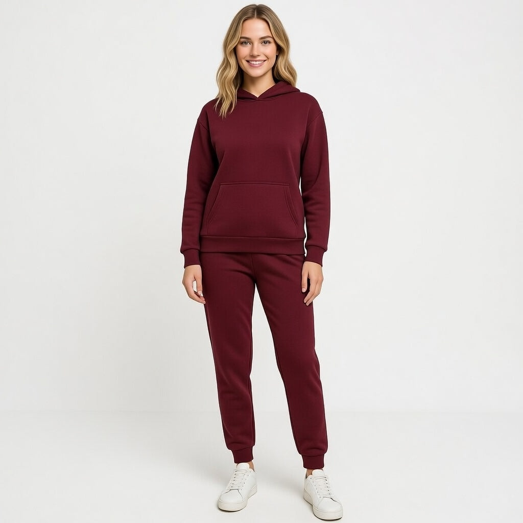 Women’s Round-Neck Hoodie Tracksuit Two-Piece Sweatpant Set
