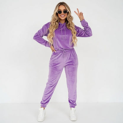 Women’s Velvet Velour Tracksuit — Two-Piece Set
