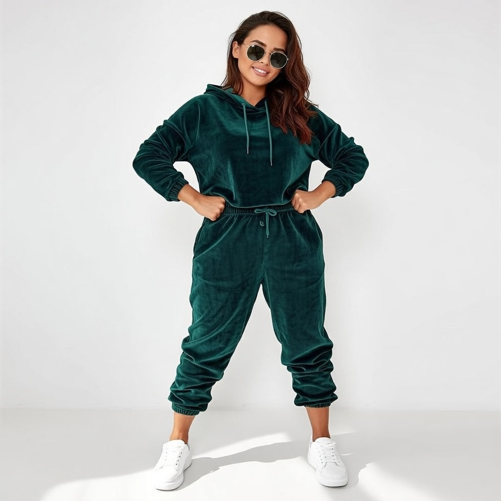 Women’s Velvet Velour Tracksuit — Two-Piece Set