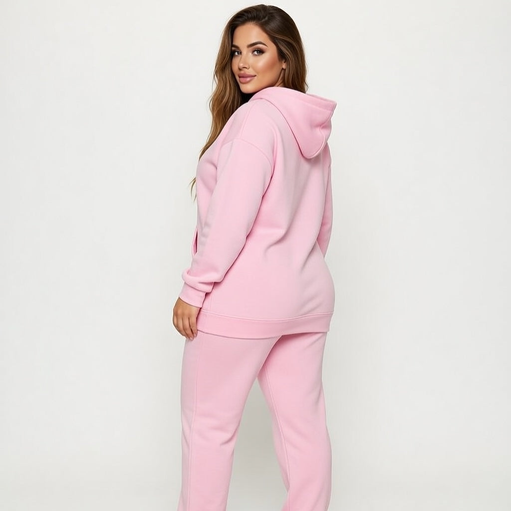 Women’s Round-Neck Hoodie Tracksuit Two-Piece Sweatpant Set