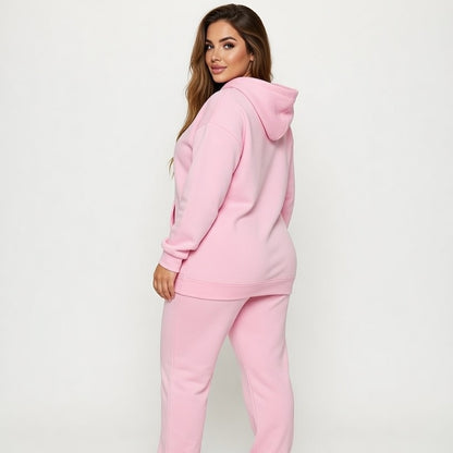 Women’s Round-Neck Hoodie Tracksuit Two-Piece Sweatpant Set