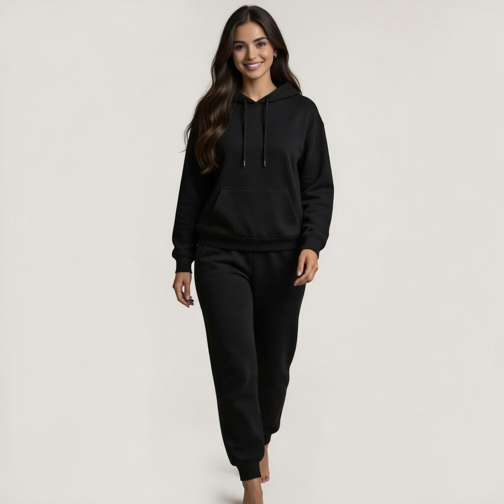 Women’s Round-Neck Hoodie Tracksuit Two-Piece Sweatpant Set