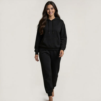 Women’s Round-Neck Hoodie Tracksuit Two-Piece Sweatpant Set
