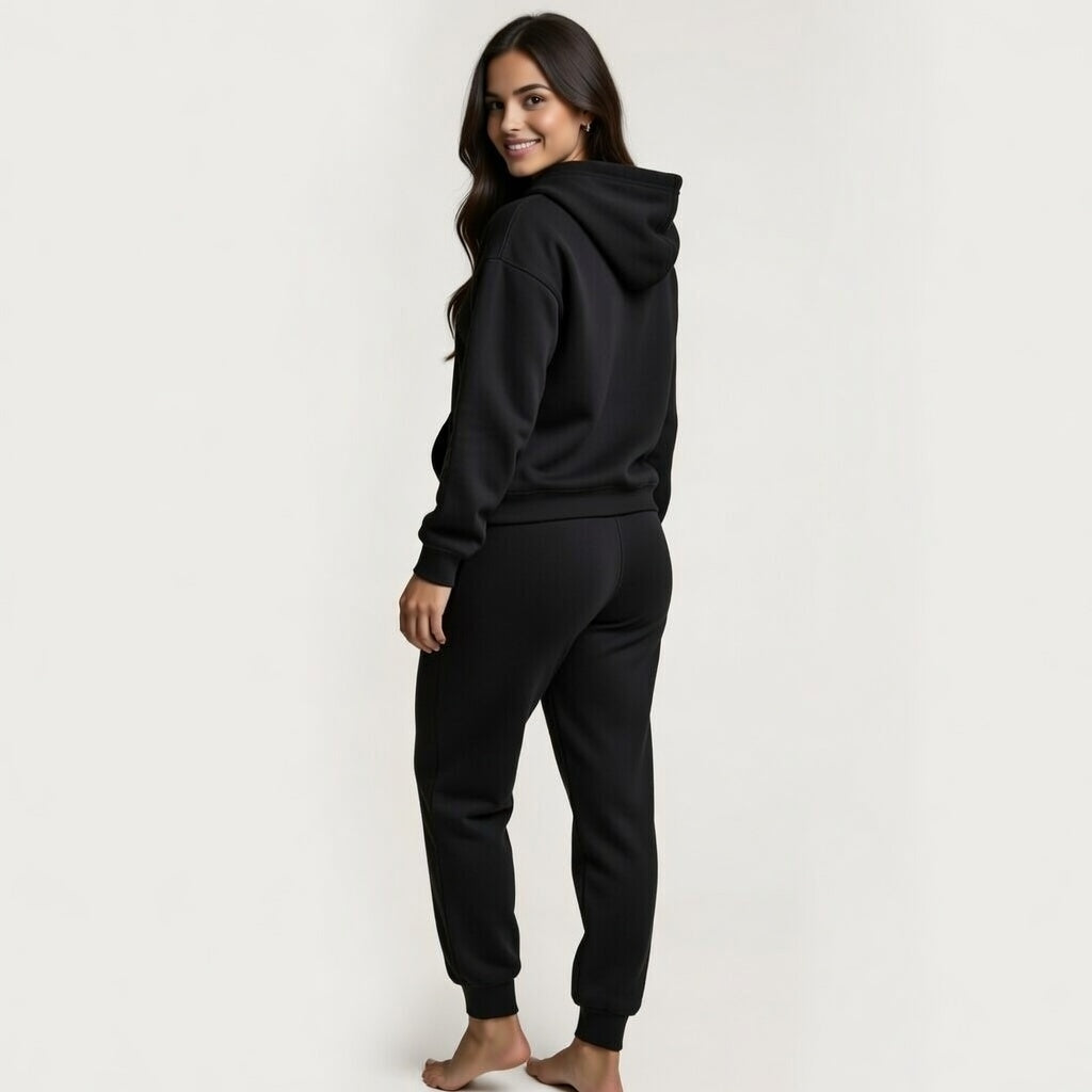 Women’s Round-Neck Hoodie Tracksuit Two-Piece Sweatpant Set